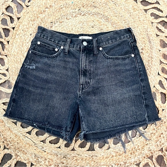 Madewell Size 27 Relaxed Mid-length Denim Cut Off Shorts Black - Picture 1 of 6